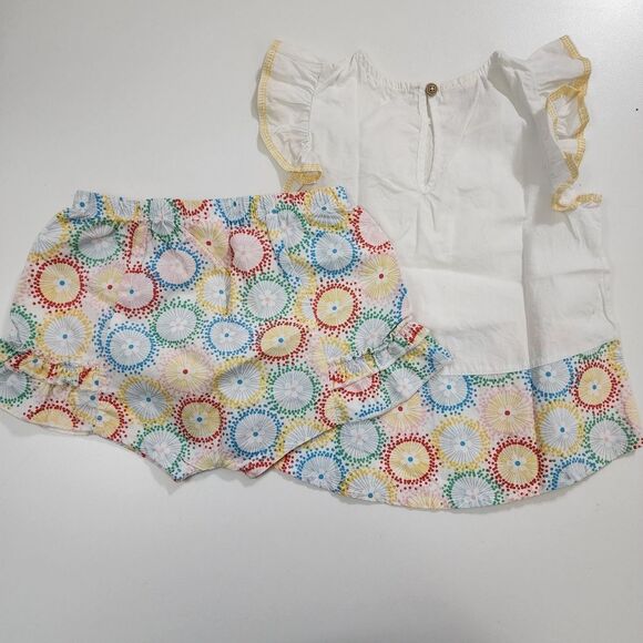 Baby Girls Ruffled Top & Shorts Colorful Lightweight Outfit Set Size 24m - Picture 8 of 8